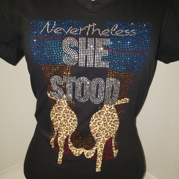 Women Rhinestone Fitted Top As We Stood - Picture 2 of 3